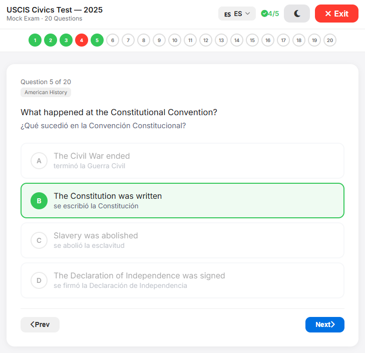 USCIS Mock Exam in Español